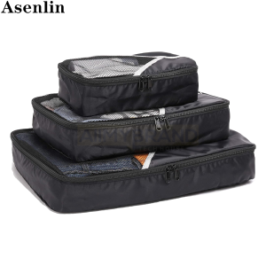 Asenlin Compression Travel Packing Cubes Luggage Carry On Packing Organizers Durable Travel Accessories Black